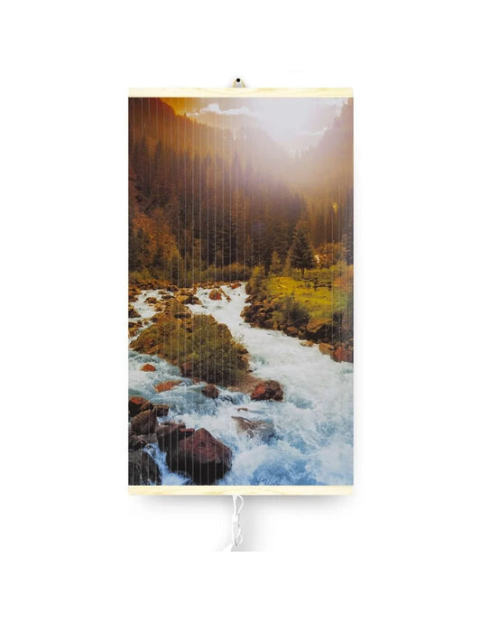 Panou radiant electric decorativ TRIO, incalzire cu infrarosu 420W/ 210W, model Mountain River, 100 x 57 cm